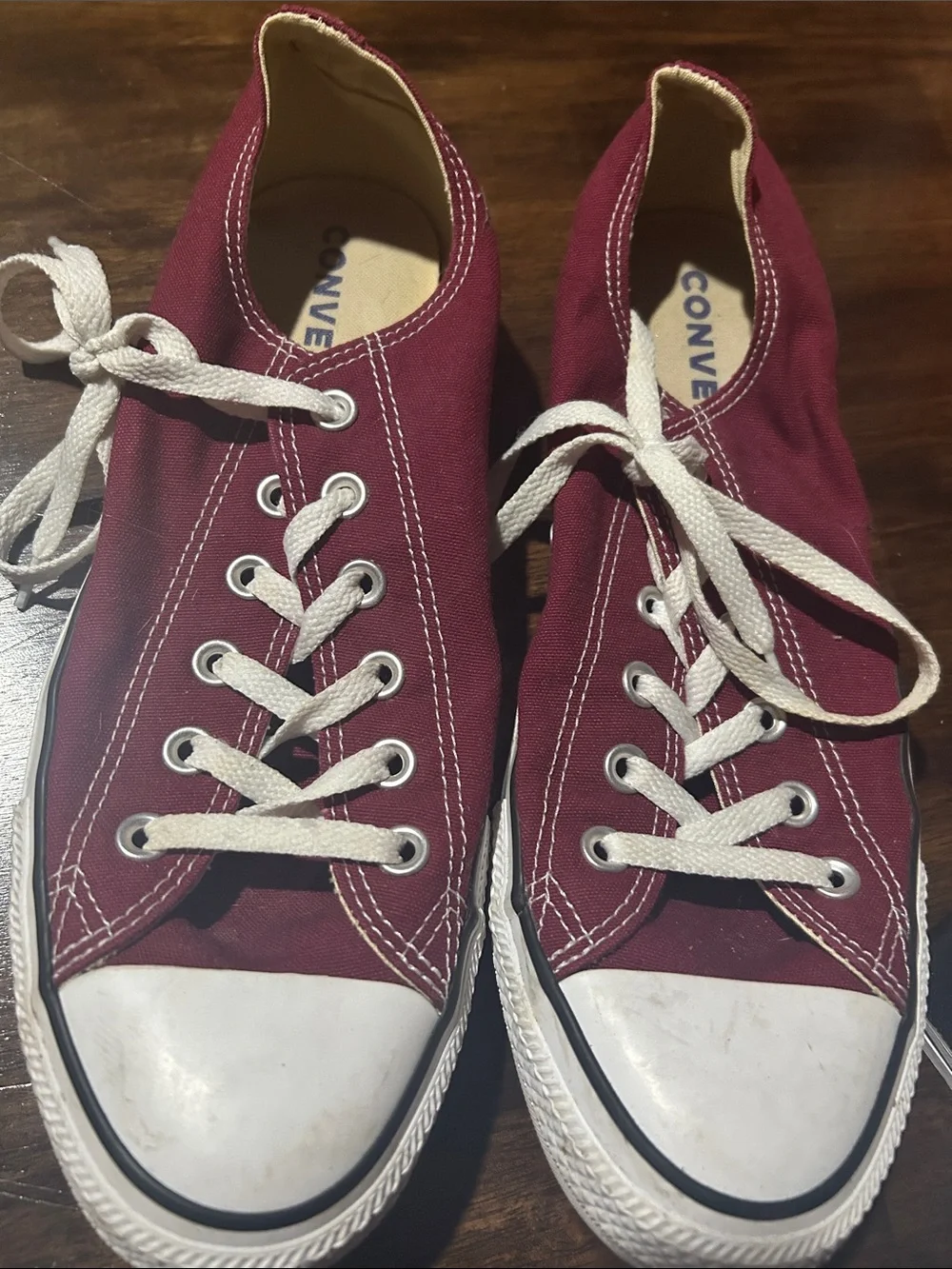 Converse Low Top Sneakers in Maroon and White - Picture 1 of 4